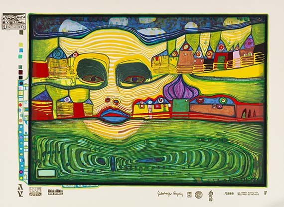 Friedensreich Hundertwasser - Irinaland über dem Balkan. Blatt 7 aus Regentag