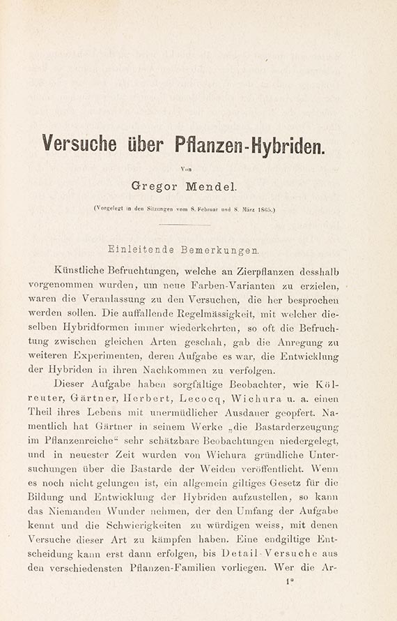 Gregor Mendel - Versuche über Pflanzen-Hybriden