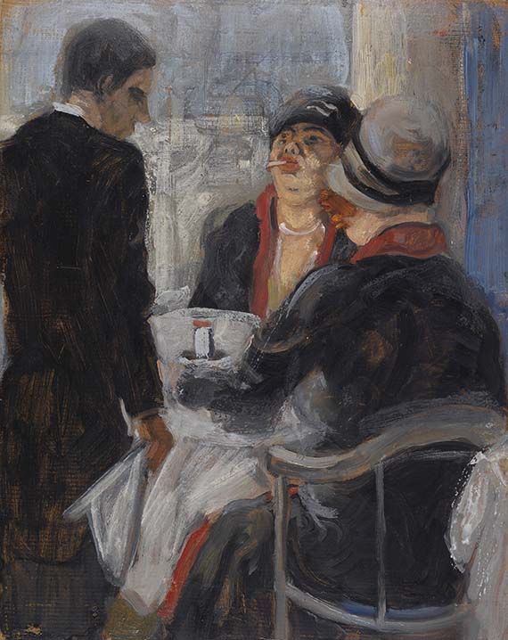 Georg Tappert - Zwei Frauen und Kellner im Café