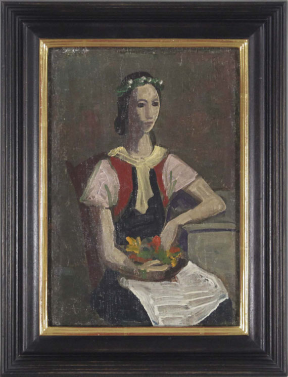 Karl Hofer - Mädchen mit Blumen - Rahmenbild