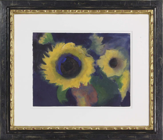 Nolde - Zwei Sonnenblumen vor dunklem Grund