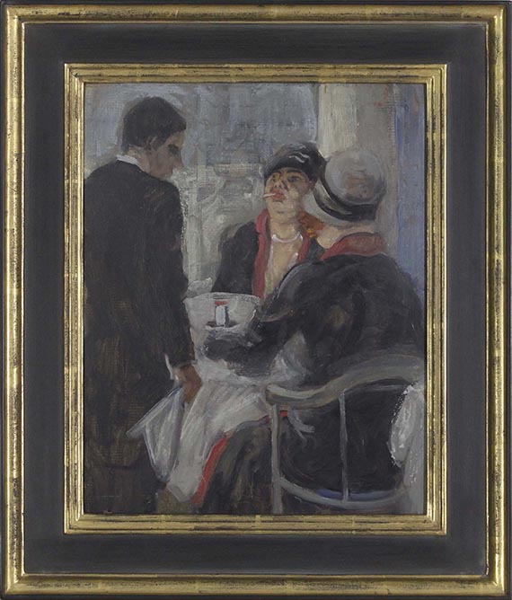 Georg Tappert - Zwei Frauen und Kellner im Café - Rahmenbild