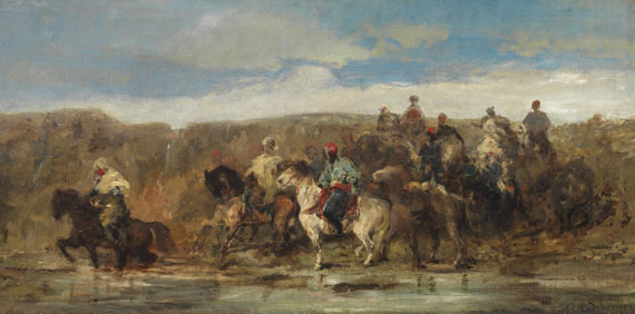 Adolf und Mary Schreyer - Arabische Reiter am Fluss