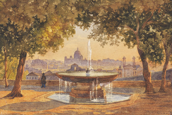 Salomon Corrodi - Blick über Rom vom Brunnen der Villa Medici