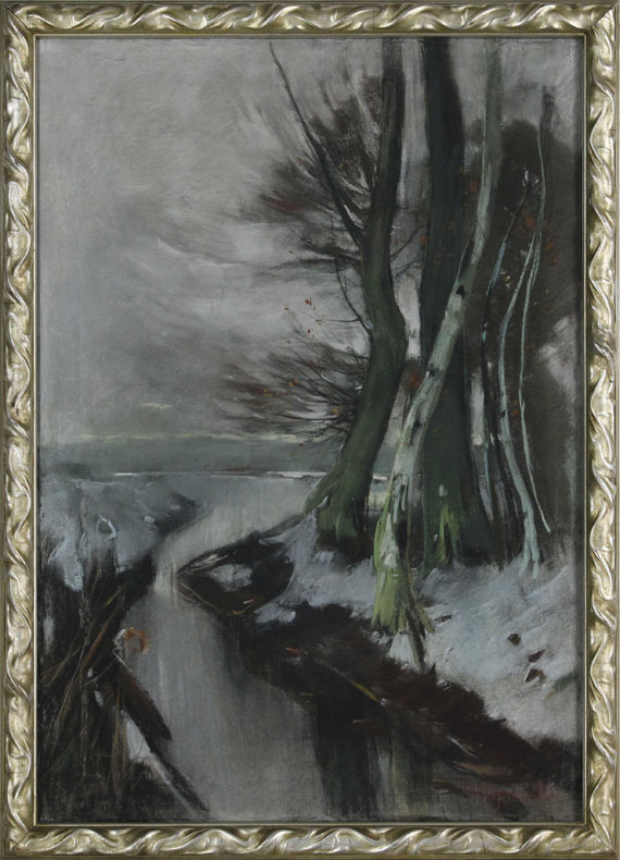 Karl Hagemeister - Märkische Winterlandschaft (Ufer am Wentorf-Graben) - Rahmenbild