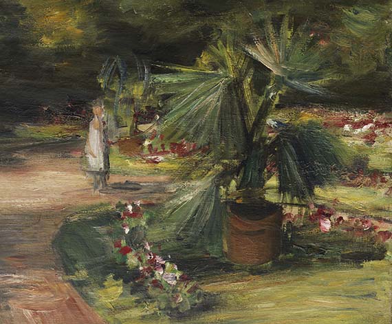 Max Liebermann - Garten mit Palme und zwei weiblichen Figuren