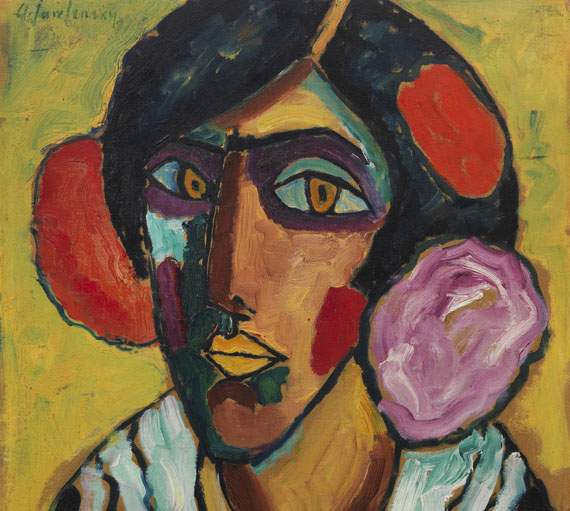 Alexej von Jawlensky - Frauenkopf mit Blumen im Haar - Weitere Abbildung