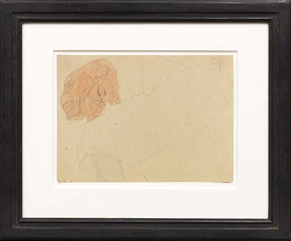 Egon Schiele - Schlafendes Mädchen (Melanie Schiele) - Rahmenbild