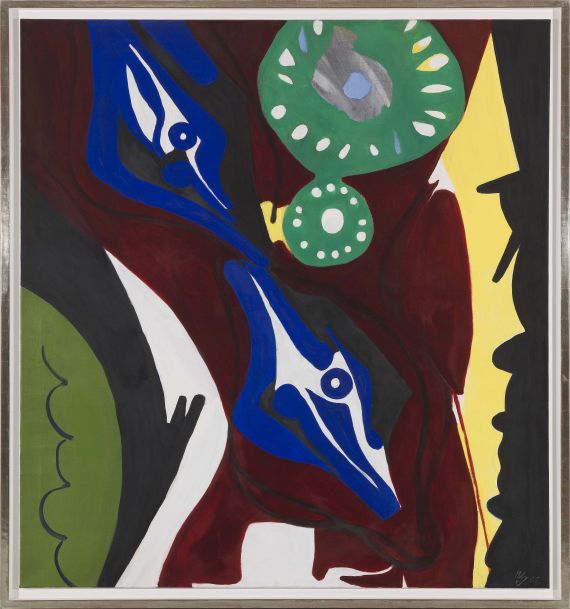 Ernst Wilhelm Nay - Die Uhr (Krapplack, Blau und Grün) - Rahmenbild