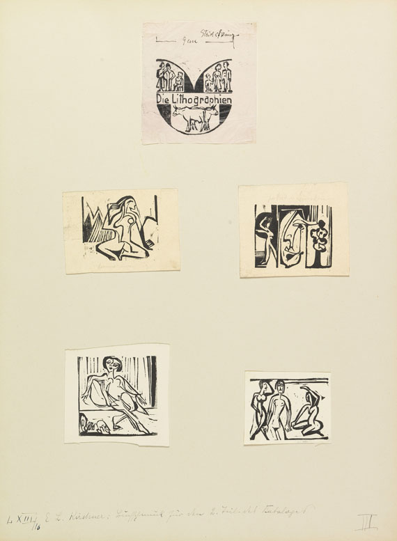 Ernst Ludwig Kirchner - 5 mont. Holzschnitte, Einzeldrucke