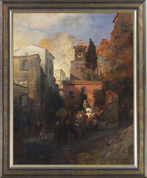 Achenbach - Straßenszene in einem italienischen Bergdorf