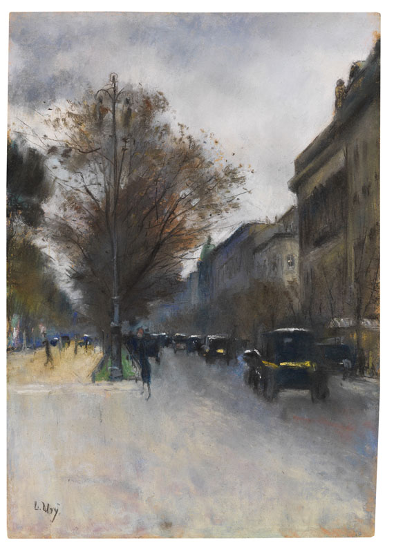 Lesser Ury - Berliner Straßenszene im Herbst (Hotel Adlon, Berlin)