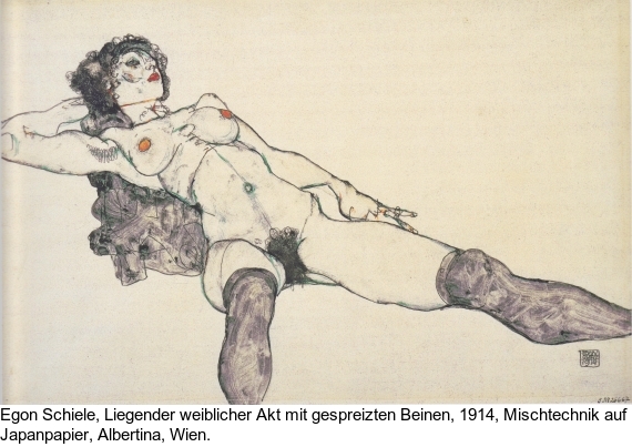 Egon Schiele - Sitzendes Mädchen mit ausgestrecktem Arm und Bein - Weitere Abbildung