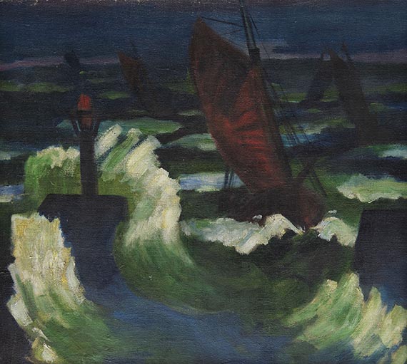 Hermann Max Pechstein - In der Hängematte/Boote auf der Ostsee (Rückseite) - Weitere Abbildung