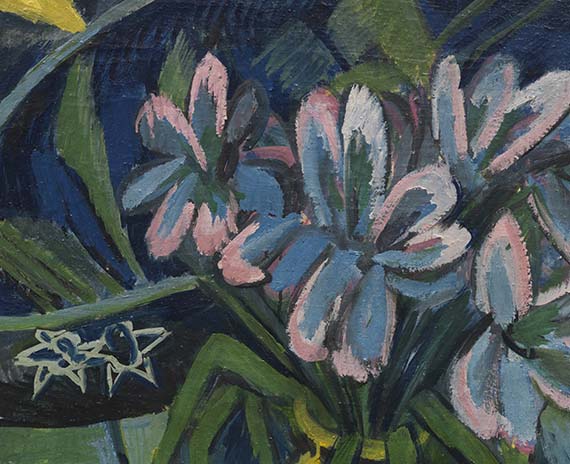 Ernst Ludwig Kirchner - Verblühte Tulpen / Porträt Simon Guttmann, sitzend