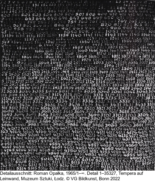 Roman Opalka - 1965/1–infinity. Detail 2702874–2724888 - Weitere Abbildung