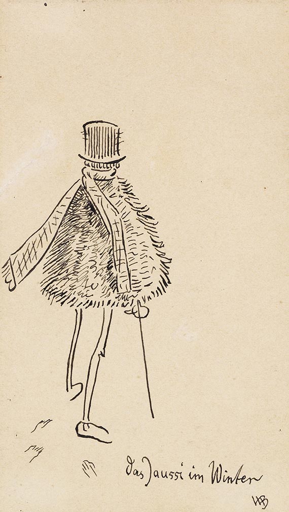 Wilhelm Busch - 3 Bll.: Mann im Wirtshaus (Bl. 1). Schlachtender Bauer (Bl. 2). Das Jaussi im Winter (Bl. 3) - Weitere Abbildung