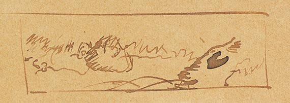 Wilhelm Busch - 3 Bll.: Zwei Kühe (Bl. 1). Waldinneres mit Brücke über Bach (Bl. 2). Haus hinter Bäumen und Sträuchern, verso: Tannenschonung im Wald (Bl. 3) - Weitere Abbildung