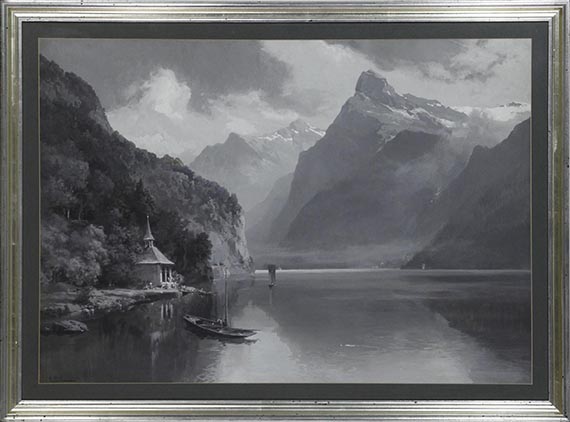 Edward Theodore Compton - Vierwaldstätter See mit Tellskapelle gegen Uri Rotstock - Rahmenbild