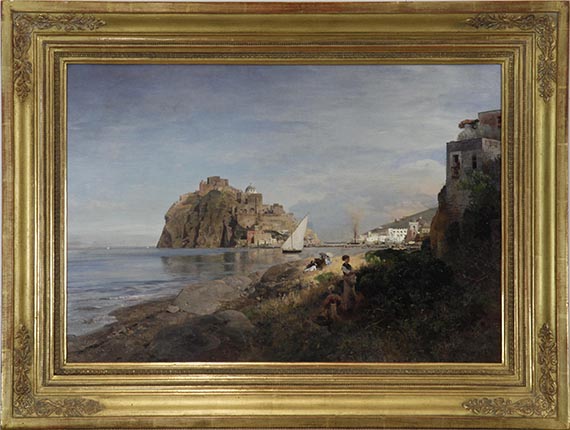 Oswald Achenbach - Ischia mit Blick auf das Castello Aragonese - Rahmenbild