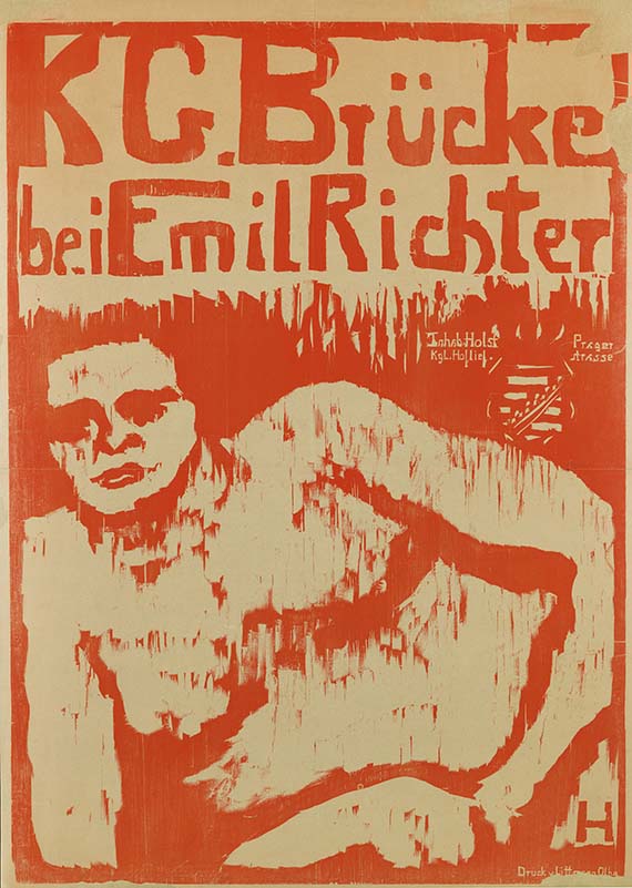 Erich Heckel - Plakat für die Ausstellung der K.G. "Brücke" bei Emil Richter