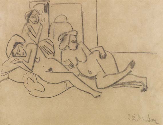 Ernst Ludwig Kirchner - Zwei liegende Akte und eine Sitzende