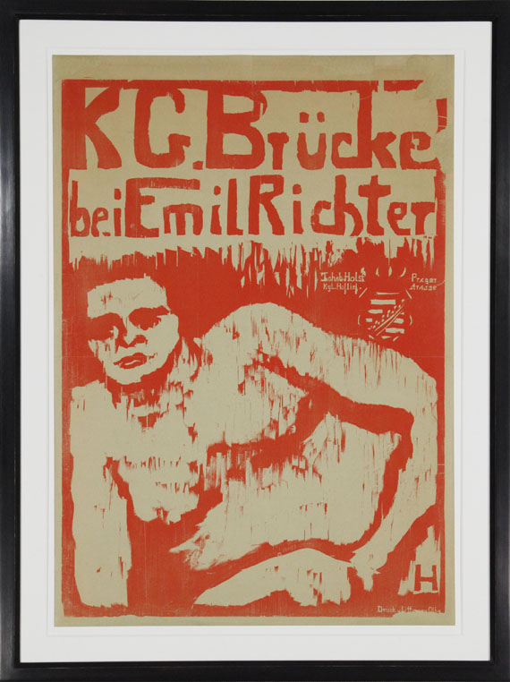 Erich Heckel - Plakat für die Ausstellung der K.G. "Brücke" bei Emil Richter - Rahmenbild