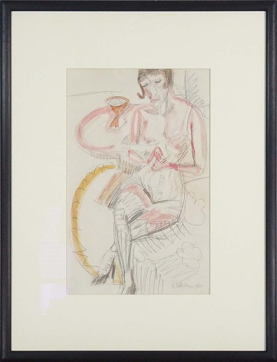 Ernst Ludwig Kirchner - Sitzende Frau in Corsett - Rahmenbild
