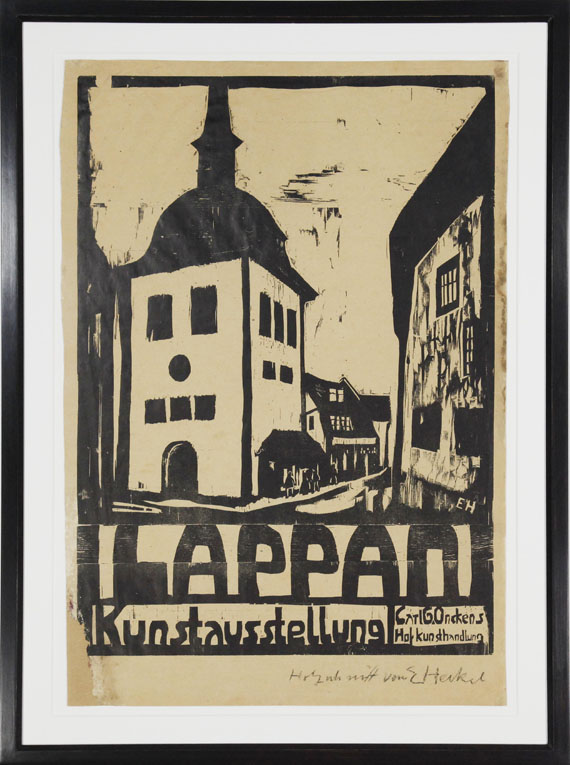 Erich Heckel - Plakat der Eröffnung der Hofkunsthandlung C. G. Oncken in Lappan, Oldenburg - Rahmenbild