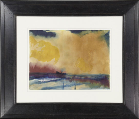 Nolde - Dampfer unter gelbem Himmel