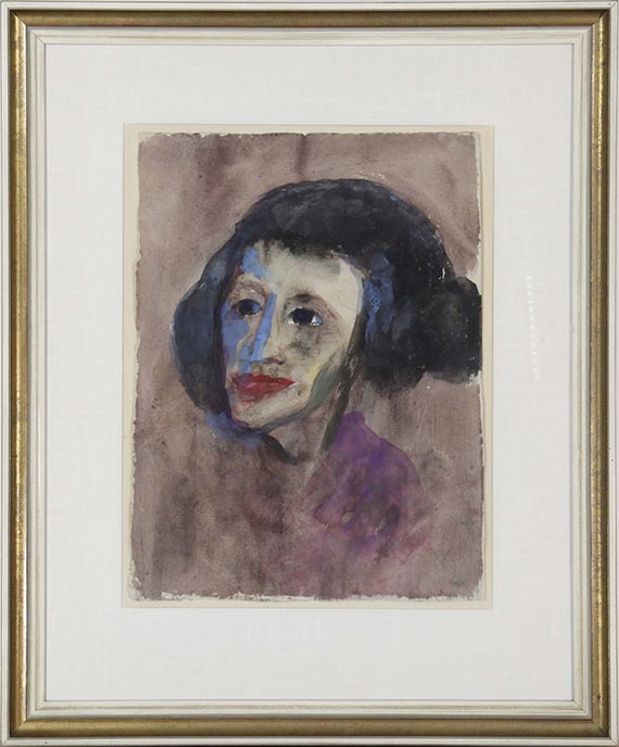 Emil Nolde - Frauenkopf mit schwarzem Haar - Rahmenbild