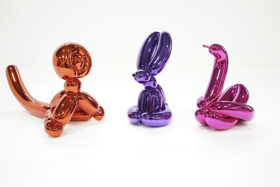 Jeff Koons - Balloon Swan (Magenta). Balloon Rabbit (Violet). Balloon Monkey (Orange)