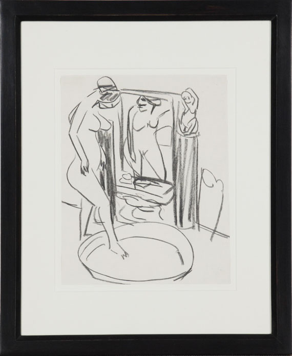 Ernst Ludwig Kirchner - Akt vor Spiegel, in Tub steigend - Rahmenbild