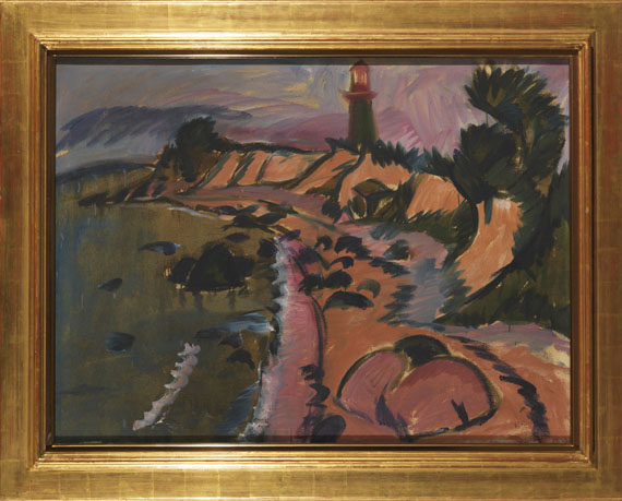 Ernst Ludwig Kirchner - Fehmarnküste mit Leuchtturm - Rahmenbild