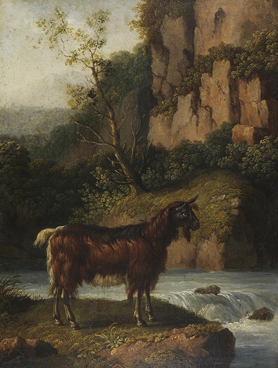 Jacob Philipp Hackert - Ziege am Bachlauf / Ziege und Kitz in italienischer Landschaft - Weitere Abbildung