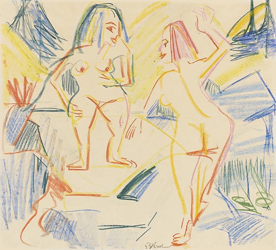 Ernst Ludwig Kirchner - Badende in Felsen