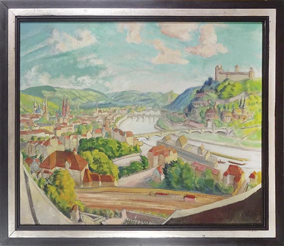 Erich Heckel - Würzburg. Landschaft mit drei Brücken - Rahmenbild