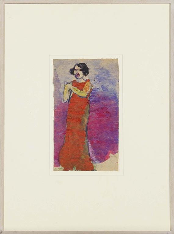 Emil Nolde - Diseuse mit rotem Kleid - Rahmenbild