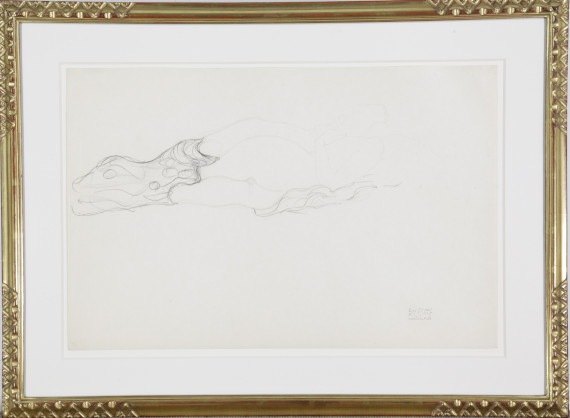 Gustav Klimt - Freundinnen, die Unterschenkel mit gemustertem Tuch verdeckt - Rahmenbild