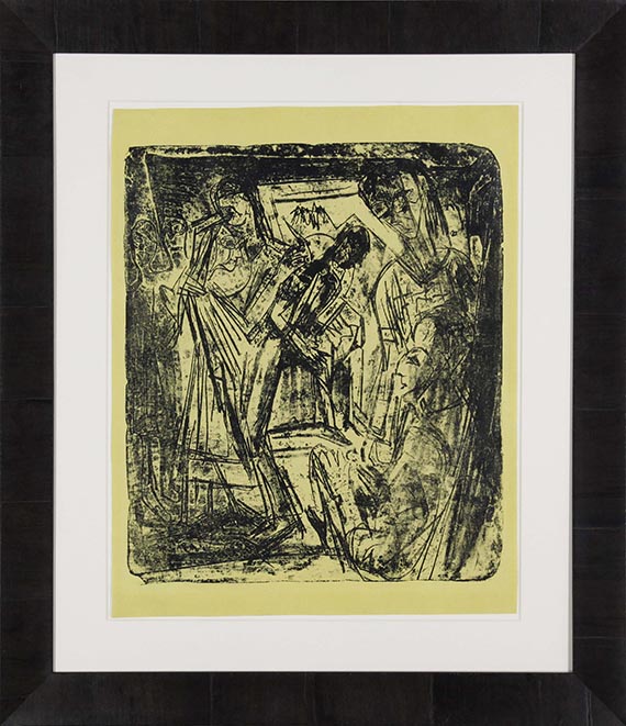 Ernst Ludwig Kirchner - Tanz in der Alp - Bauerntanz mit Handorgler (im Haus "In den Lärchen") - Rahmenbild