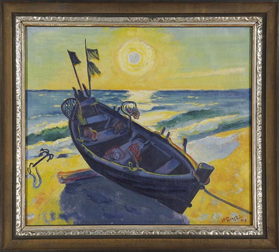 Hermann Max Pechstein - Boot bei aufgehender Sonne - Rahmenbild