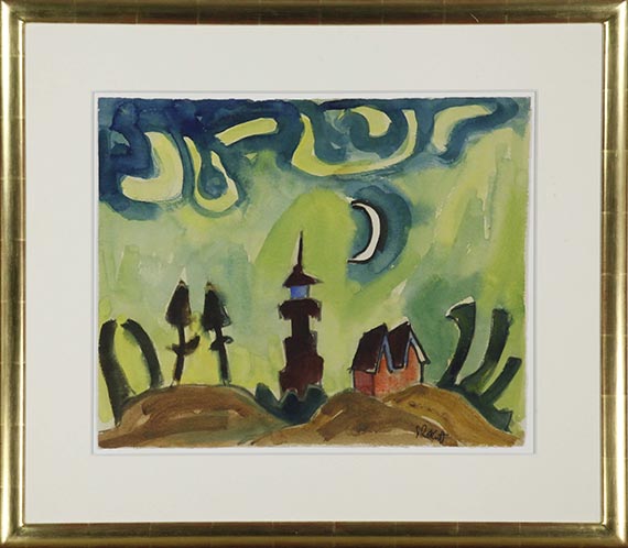 Karl Schmidt-Rottluff - Leuchtturm mit Mondsichel - Rahmenbild