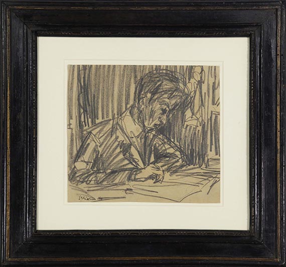 Ernst Ludwig Kirchner - Selbstbildnis, zeichnend - Rahmenbild