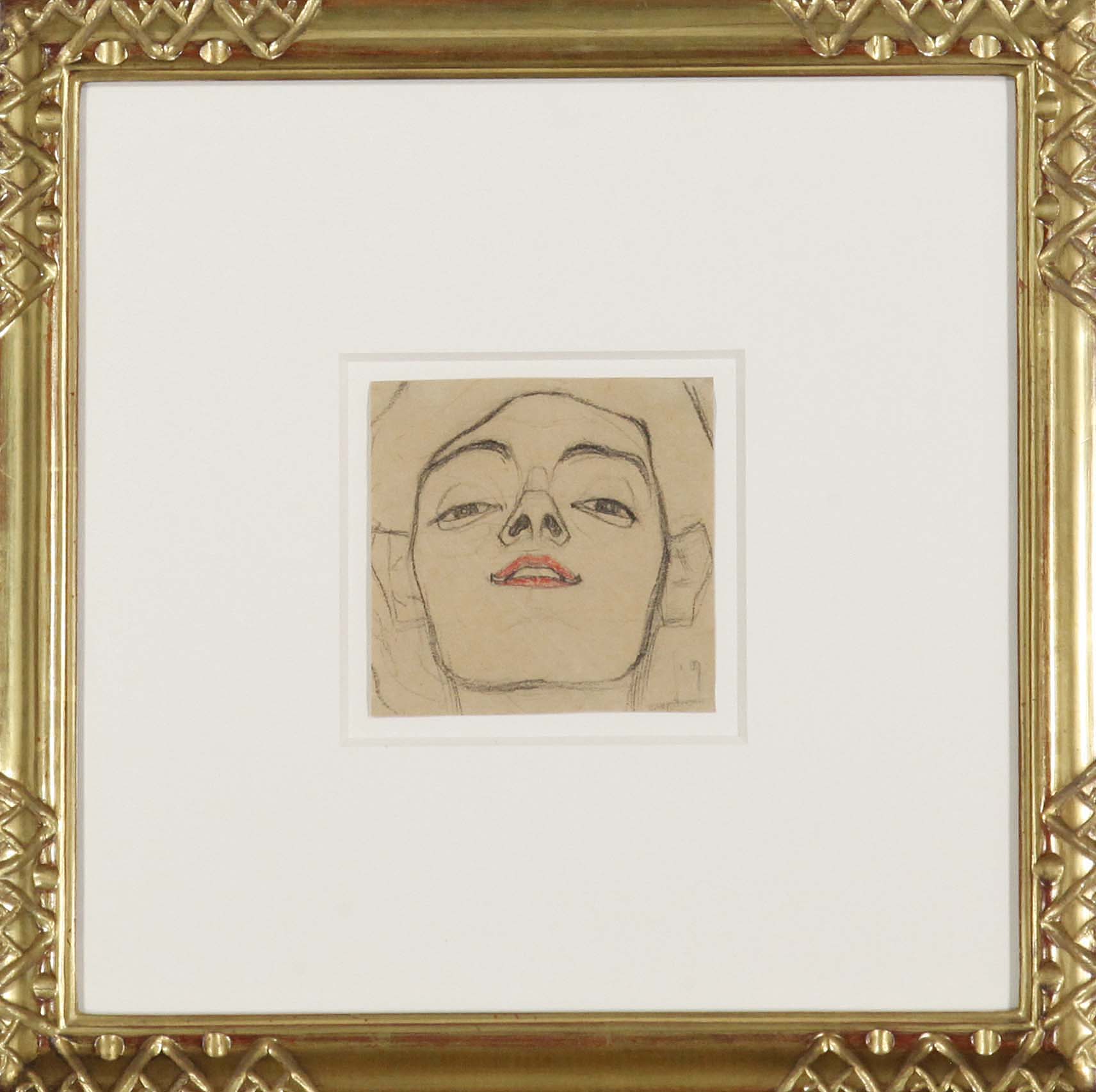 Egon Schiele - Kopf einer jungen Frau, von unten gesehen - Rahmenbild