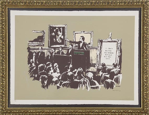  Banksy - Morons Sepia - Rahmenbild