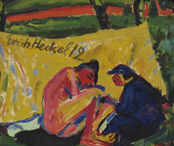 Erich Heckel - Vor gelbem Tuch 1908 / Schiffe im Kanal 1912 - Weitere Abbildung