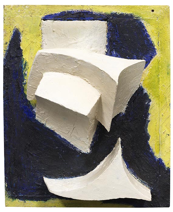 Kurt Schwitters - Ohne Titel (Bewegtes Weiss auf Blau und Gelb)