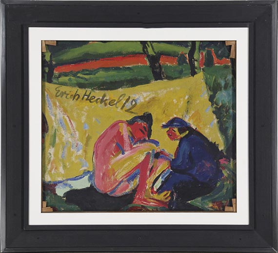 Erich Heckel - Vor gelbem Tuch 1908 / Schiffe im Kanal 1912 - Rahmenbild