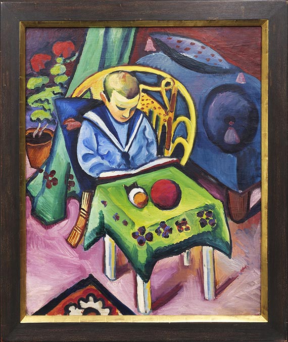 August Macke - Junge mit Buch und Spielsachen - Rahmenbild