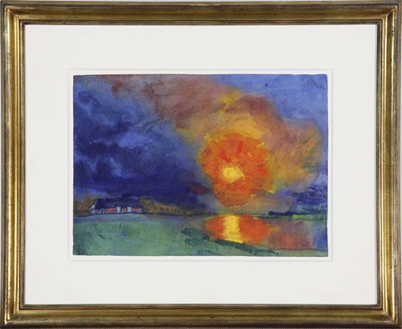 Nolde - Marschlandschaft und Bauerngehöft bei Sonnenuntergang